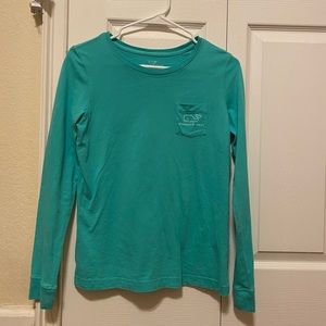 Vineyard Vines teal pocket tee shirt